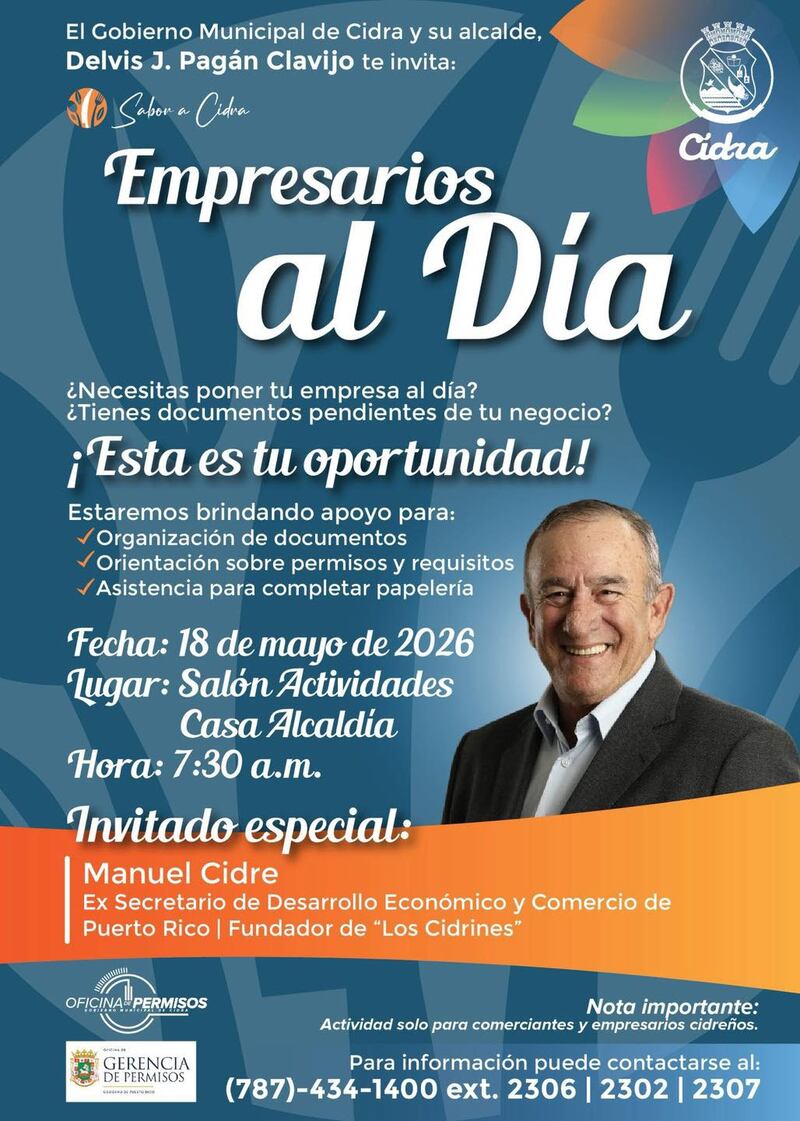 Municipio de Cidra orientará a comerciantes sobre permisos y requisitos para sus negocios