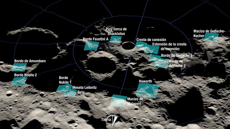 Las 13 regiones identificadas en la Luna