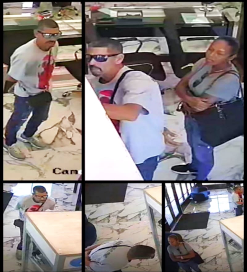 Buscan a esta pareja sospechosa de robar lentes de marca en tienda de Humacao.