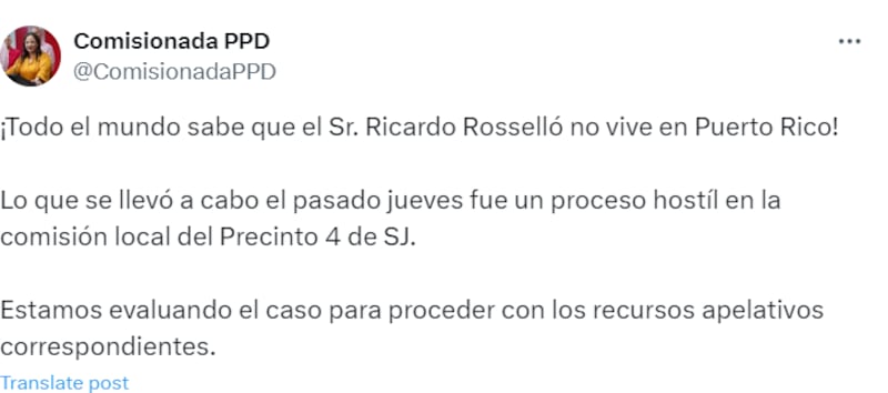 Comisionada Electoral del PPD