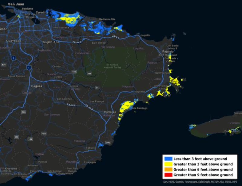 El mapa de posibles inundaciones por marejadas ciclónicas ahora estará disponible para Puerto Rico y las Islas Vírgenes de Estados Unidos (NHC)