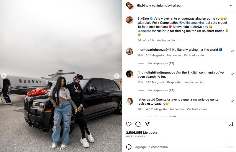 Yailin 'La Más Viral' y los regalos de Tekashi