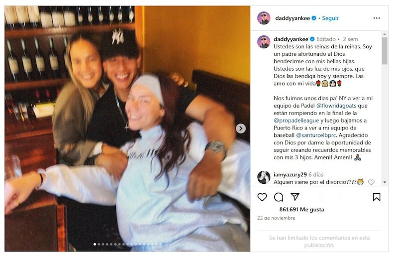 Daddy Yankee junto a sus hijas, Yamilet y Jessaelys