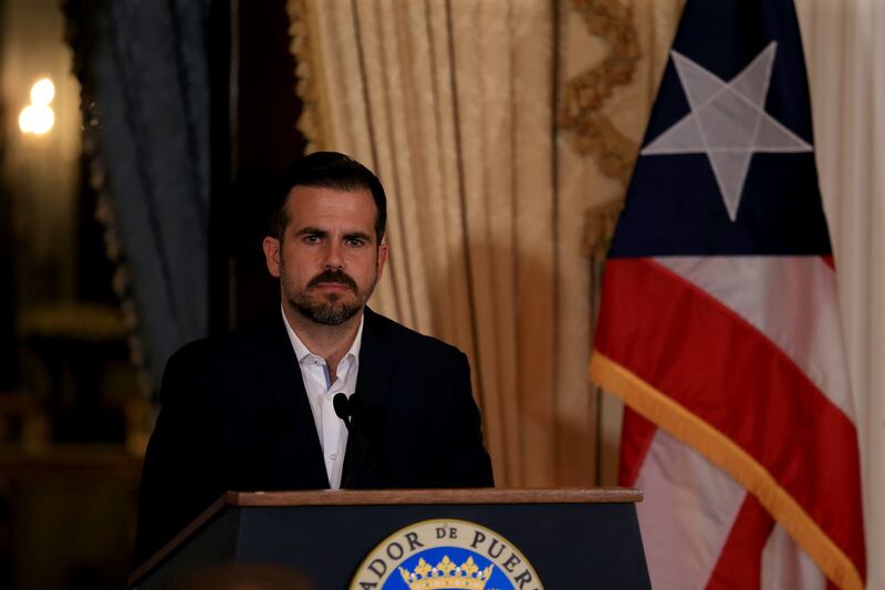 El gobernador Ricardo Rosselló Nevares en la conferencia de prensa de julio del 2019 tras la publicación del chat.