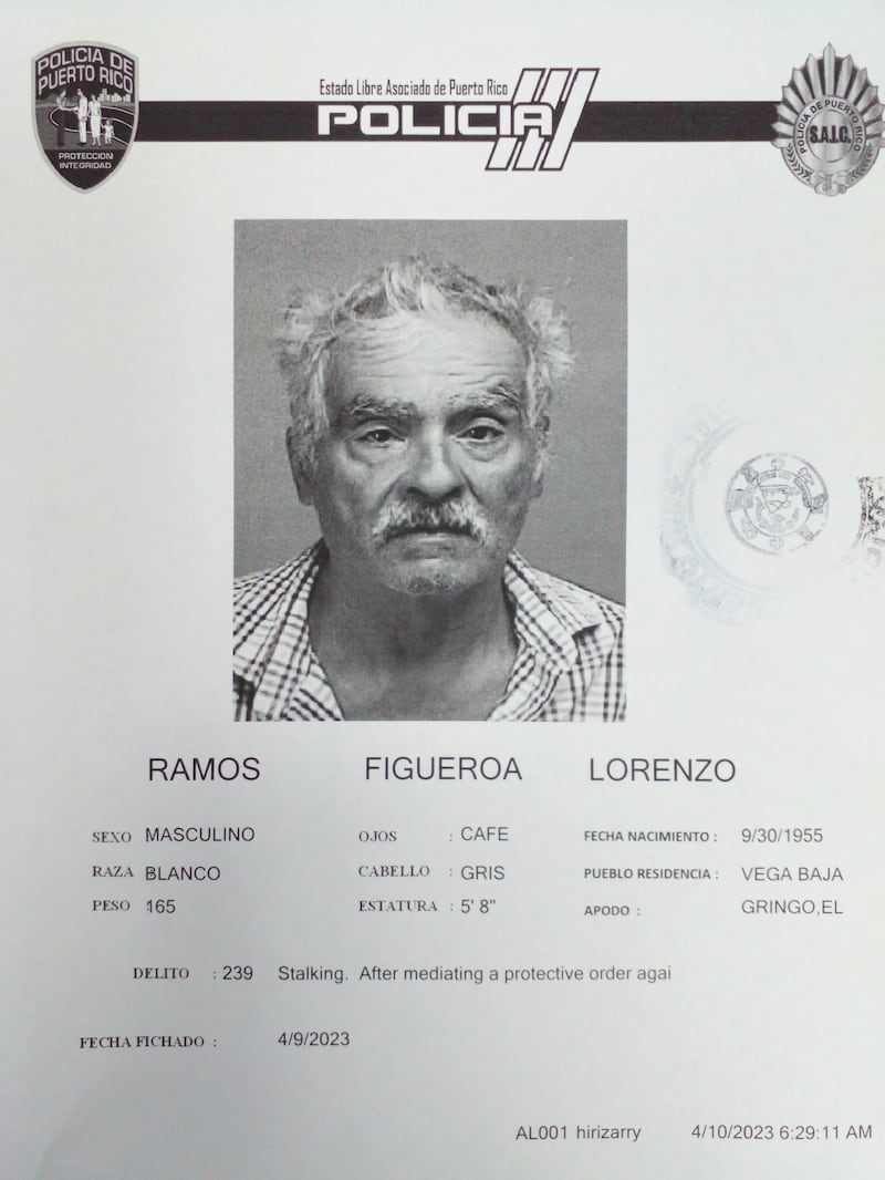 Ficha policiaca de Lorenzo Ramos Figueroa.