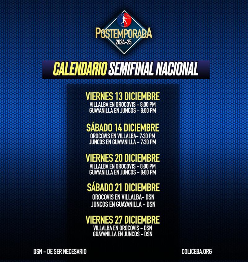 Definen el calendario para las semifinales de la COLICEBA.