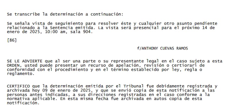 Documento del tribunal