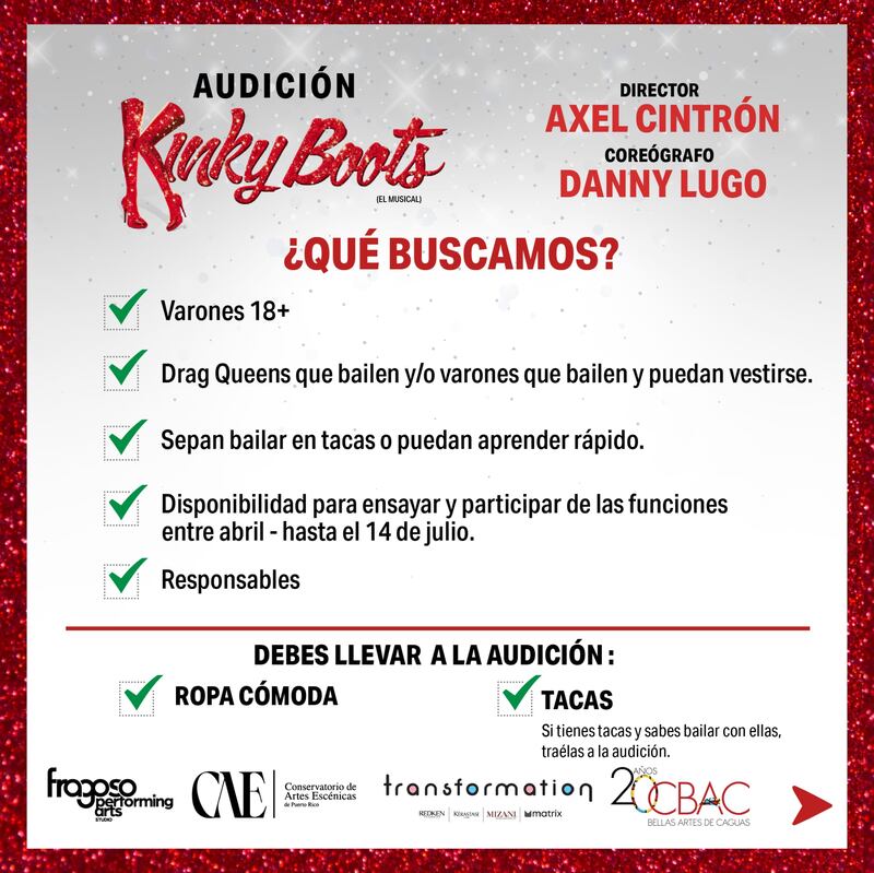 Buscan ‘drag queens’ en Puerto Rico para el musical “Kinky Boots”.