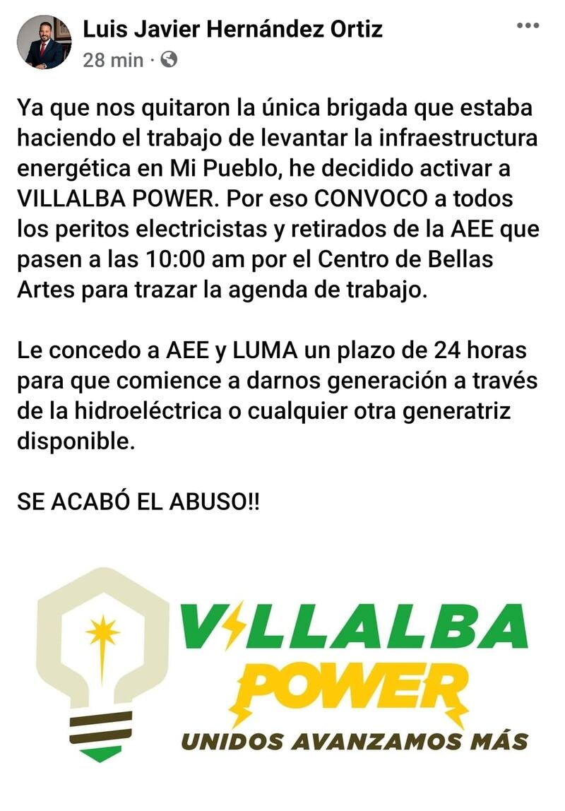 Alcalde anuncia la activación de la Villalba Power