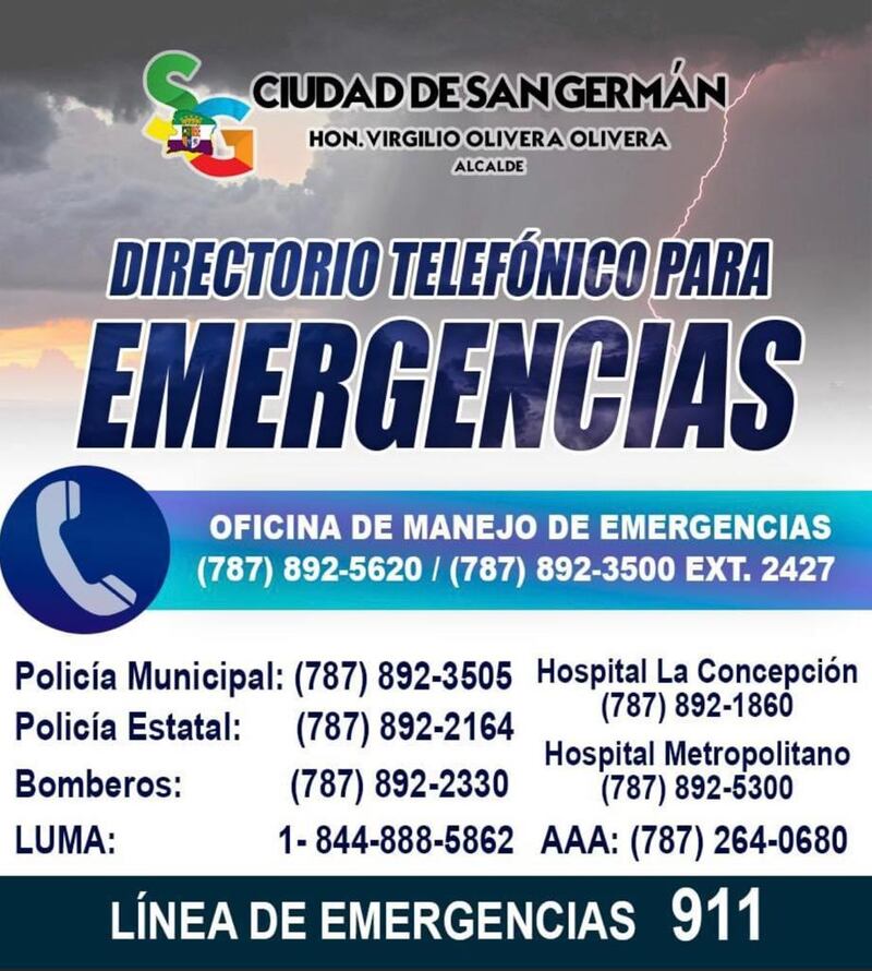 San Germán. Números de emergencia.