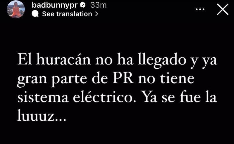 Bad Bunny vuelve a lanzar críticas contra el servicio eléctrico de la Isla