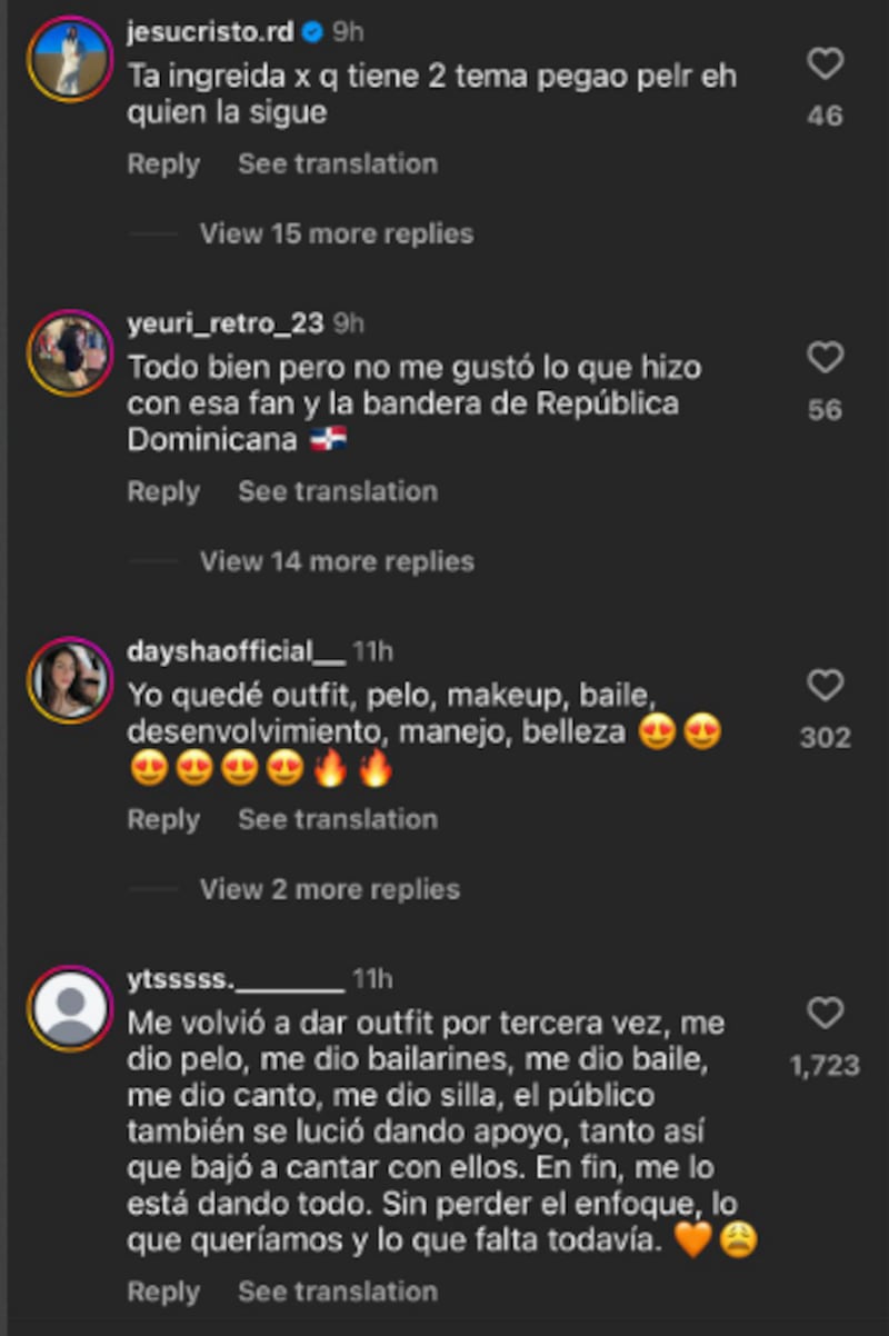 Comentarios contra Yailin