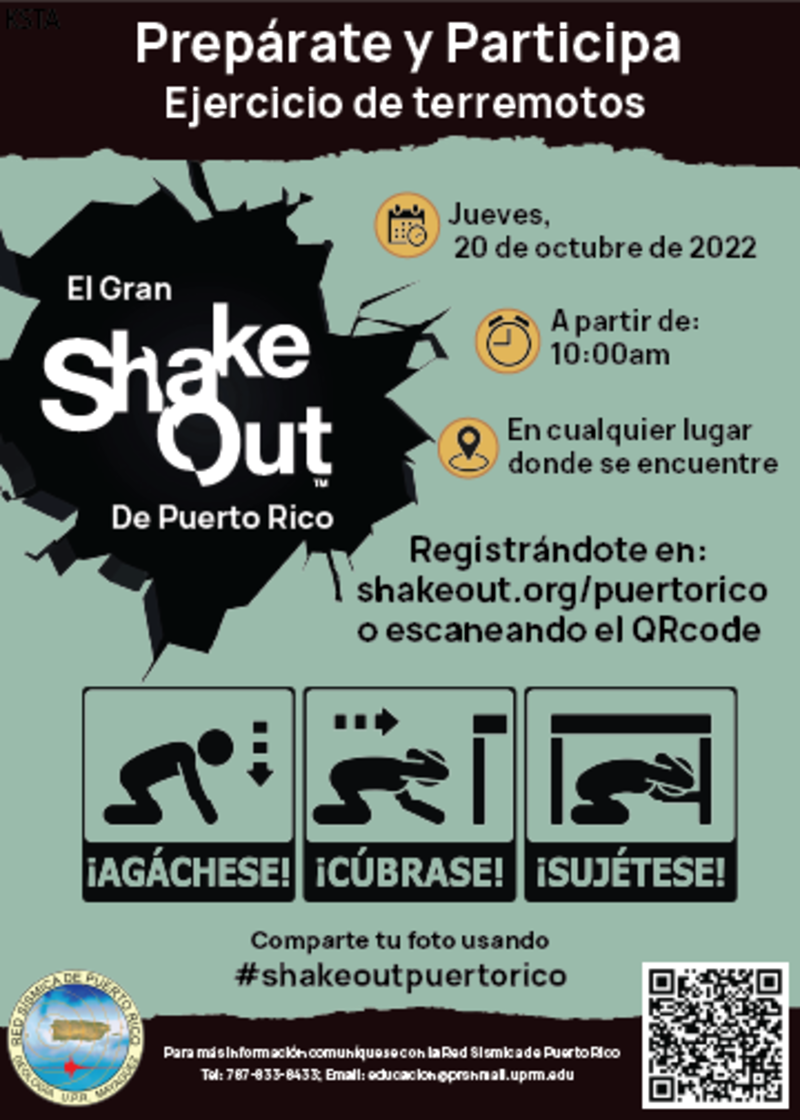 Red Sísmica de Puerto Rico del RUM invita a participar de El Gran Puerto Rico ShakeOut 2022