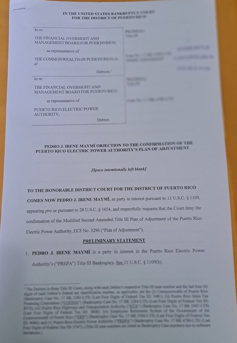 Presidente del PPD en Toa Baja radica moción ante Tribunal Federal en contra del Plan de Ajuste de la AEE