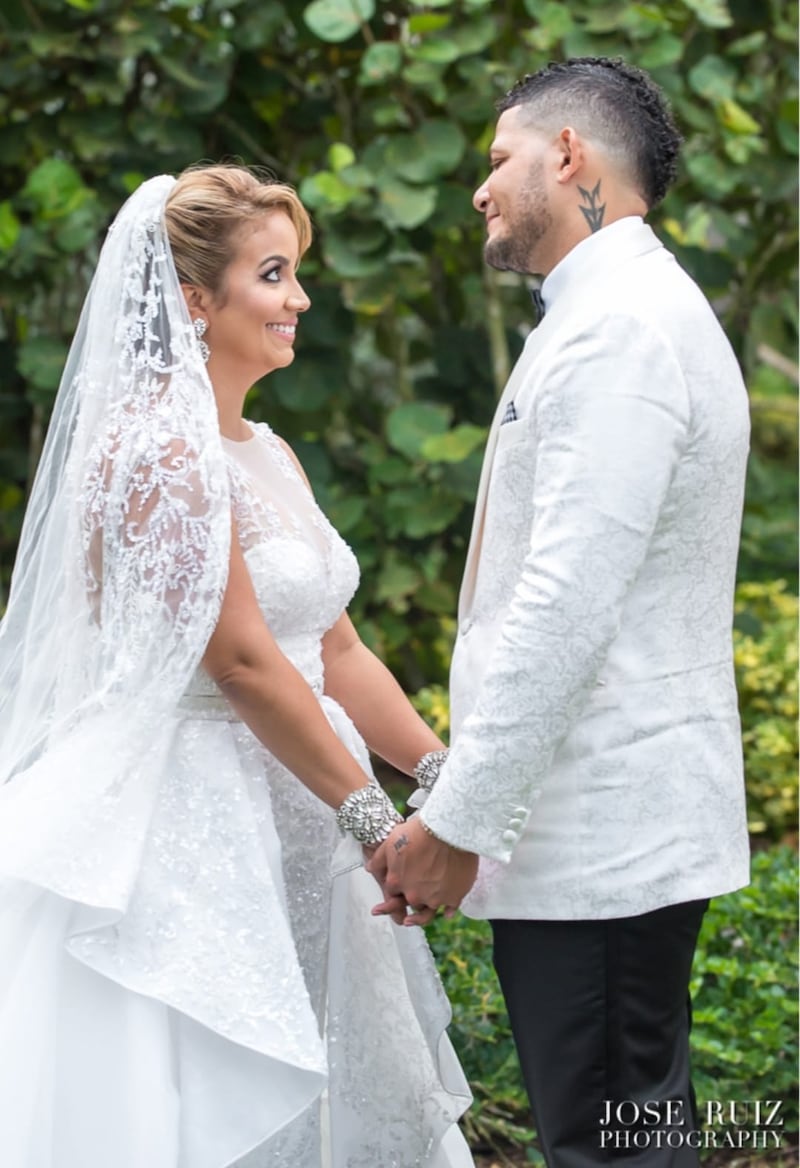 Yadier Molina y su esposa Wanda Torres